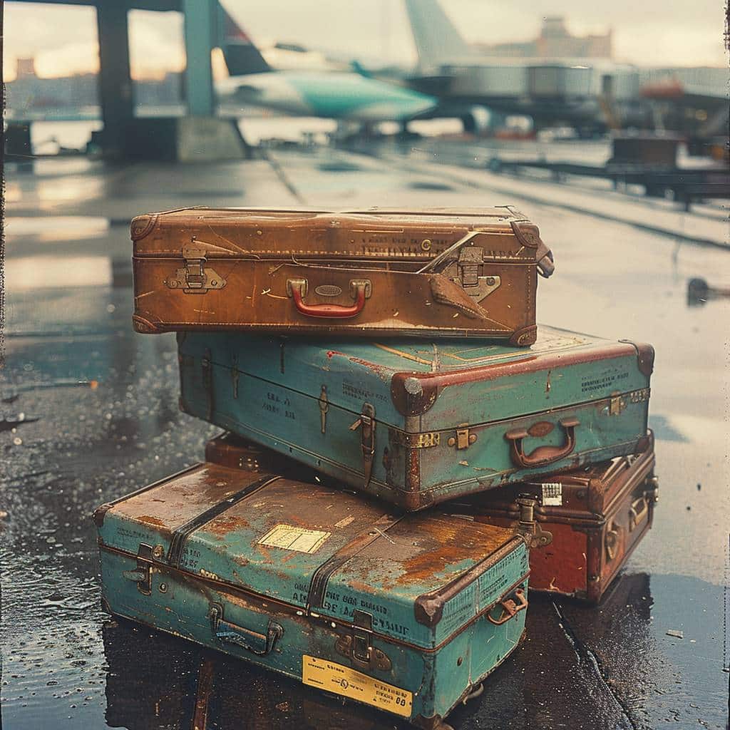 Des bagages abandonnés sur le bitume