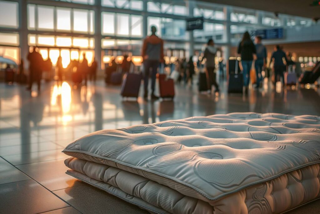 Homme transporte matelas vers lAlgérie en avion