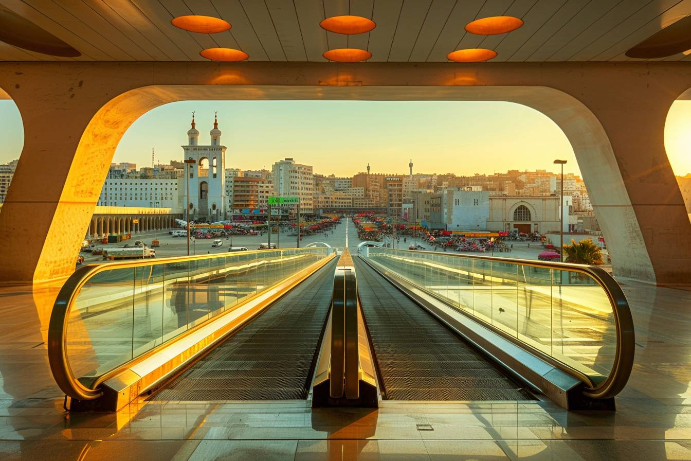 Touriste explore l'aéroport d'Alger en émerveillement  
Visiteur découvre l'architecture moderne d'Alger