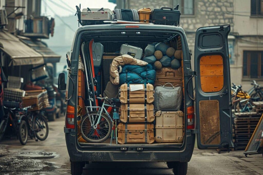 Bagages chargés dans un véhicule pour l'Algérie