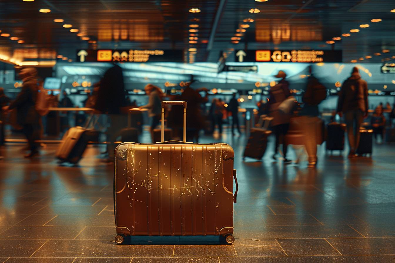 Valise égarée dans un aéroport marocain  
Bagages dispersés lors d'un voyage au Maroc