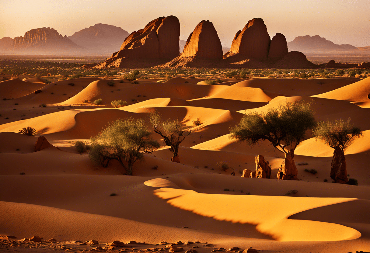 Coucher de soleil sur les paysages désertiques de Djanet