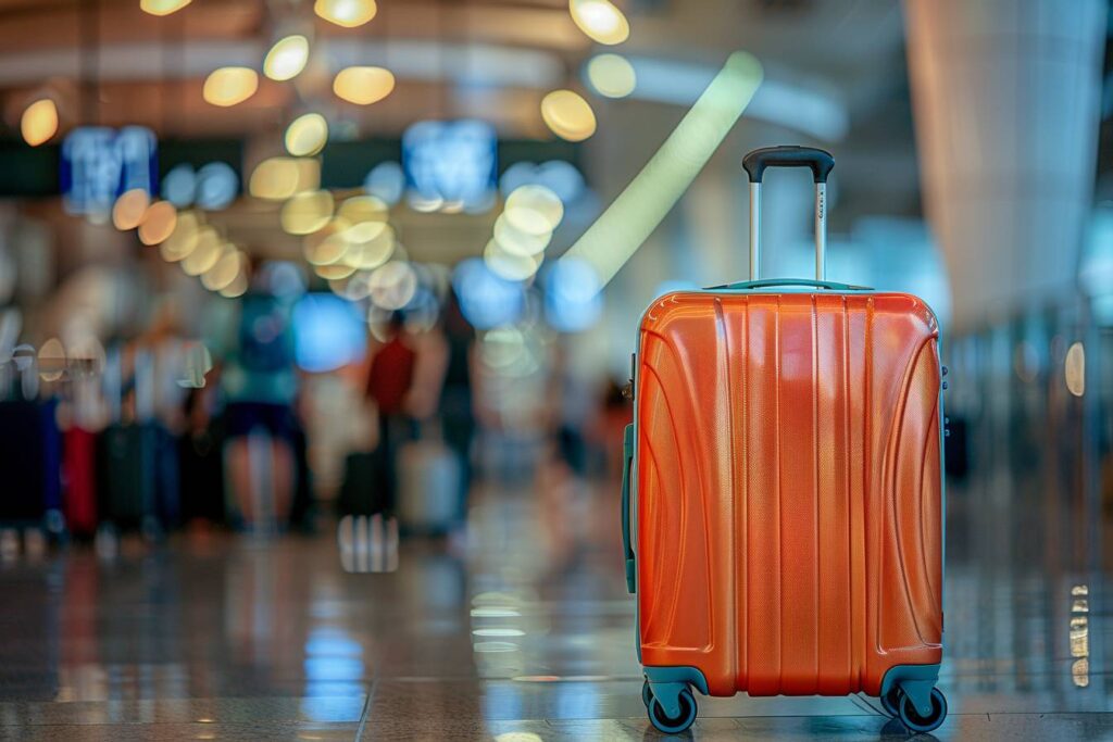 Voyageur en Algérie avec des bagages éparpillés