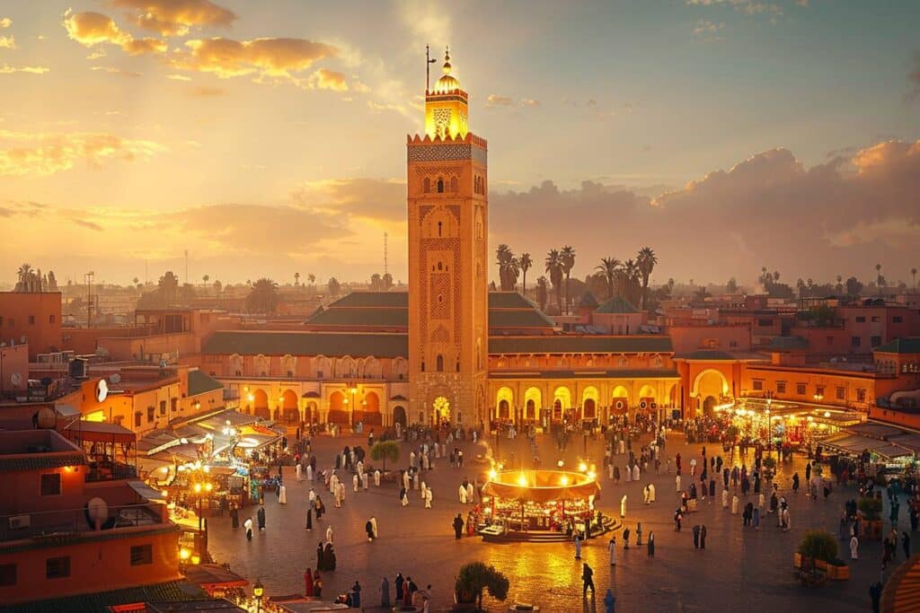 Marrakech vibrant avec ses ruelles colorées et marchés