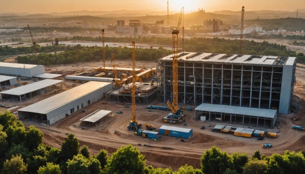 Chantier en Algérie avec ouvriers turcs au travail