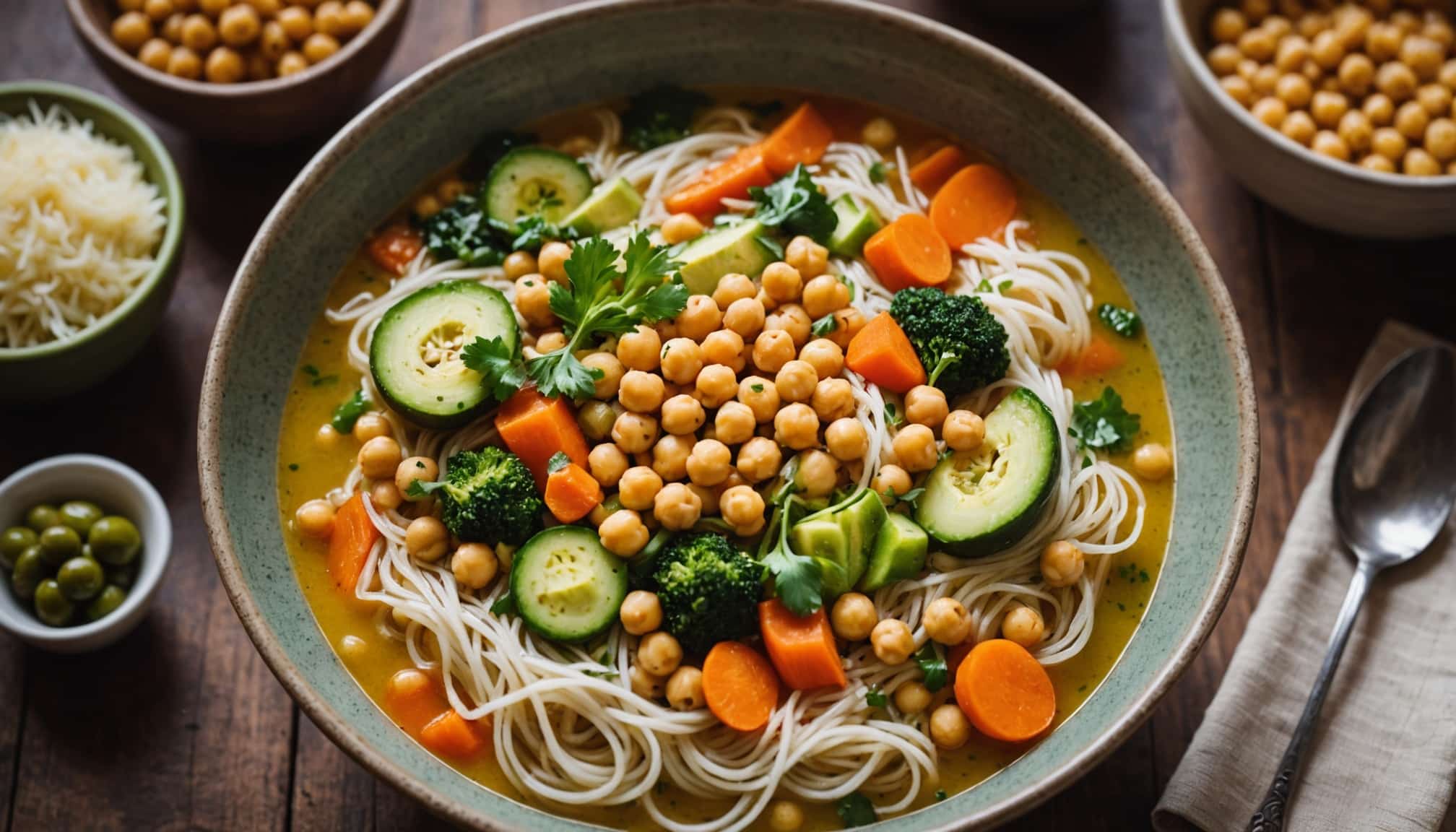 soupe légère au vermicelle dans un bol coloré  
plat réconfortant de chorba avec vermicelle savoureux
