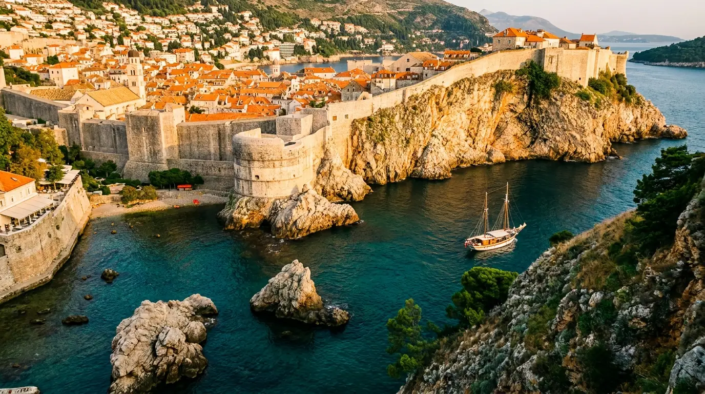 Remparts et toits de Dubrovnik au bord de l Adriatique