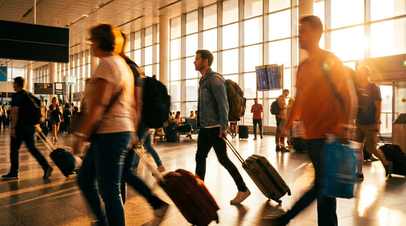 Affluence dans un terminal d’aéroport pendant la ruée estivale vers le Maghreb