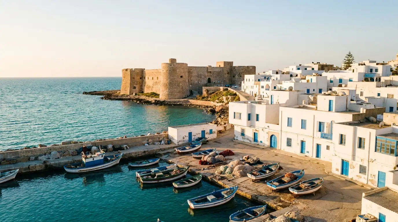 Medina de Mahdia sur une presqu ile en Tunisie