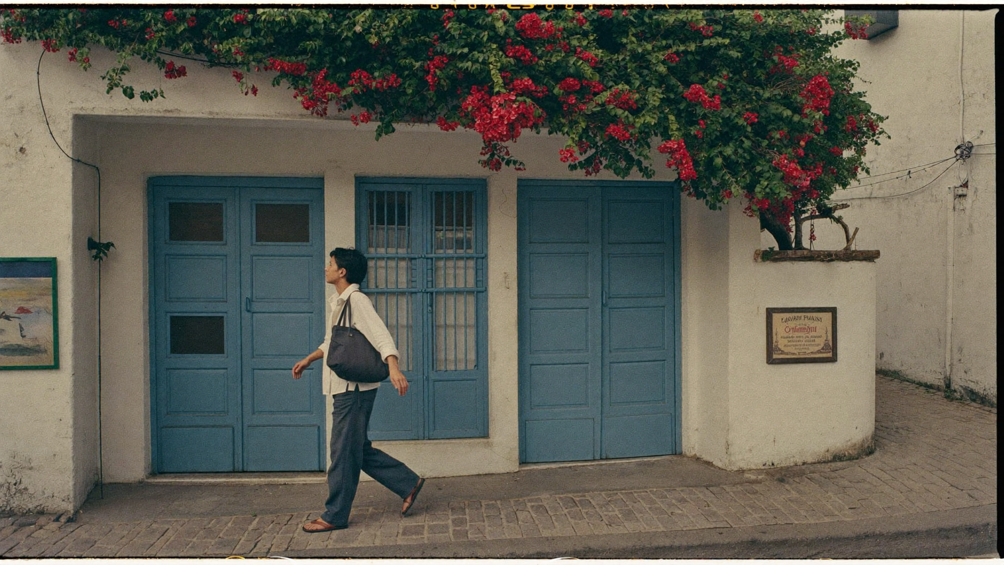Ruelle aux maisons blanches et portes bleues de Sidi Bou Saïd en Tunisie